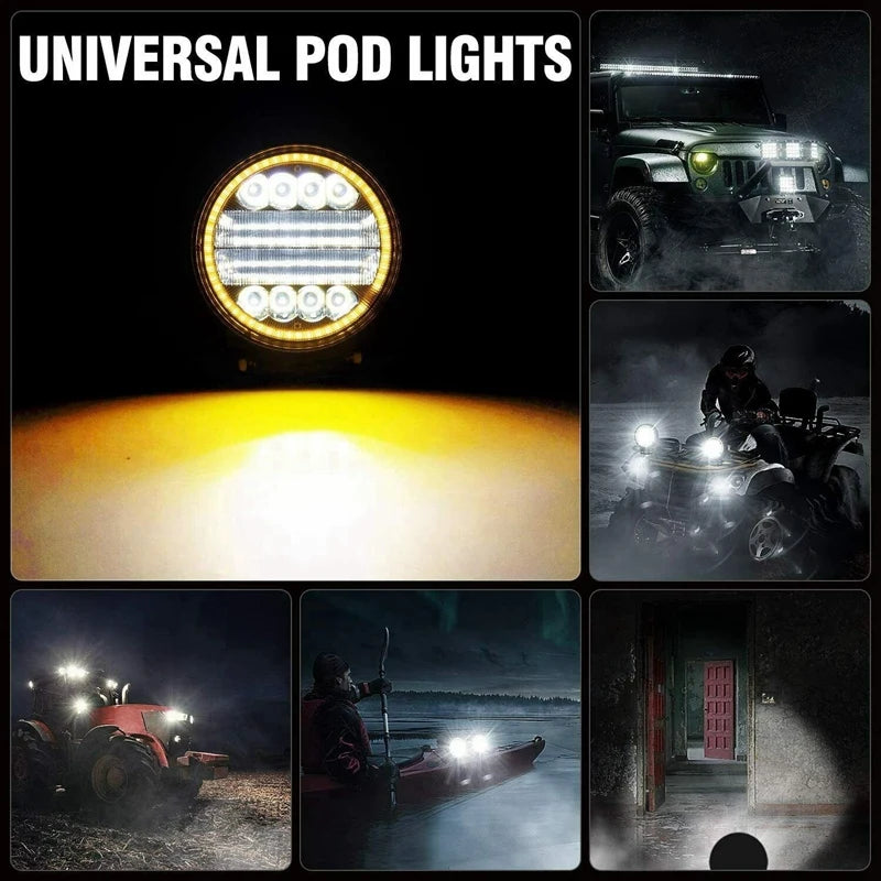 Car 4WD Truck Tractor Boat Trailer 72W Car Led Working light With DRL Angel Eye Light Pod Off Road Spotlight Light