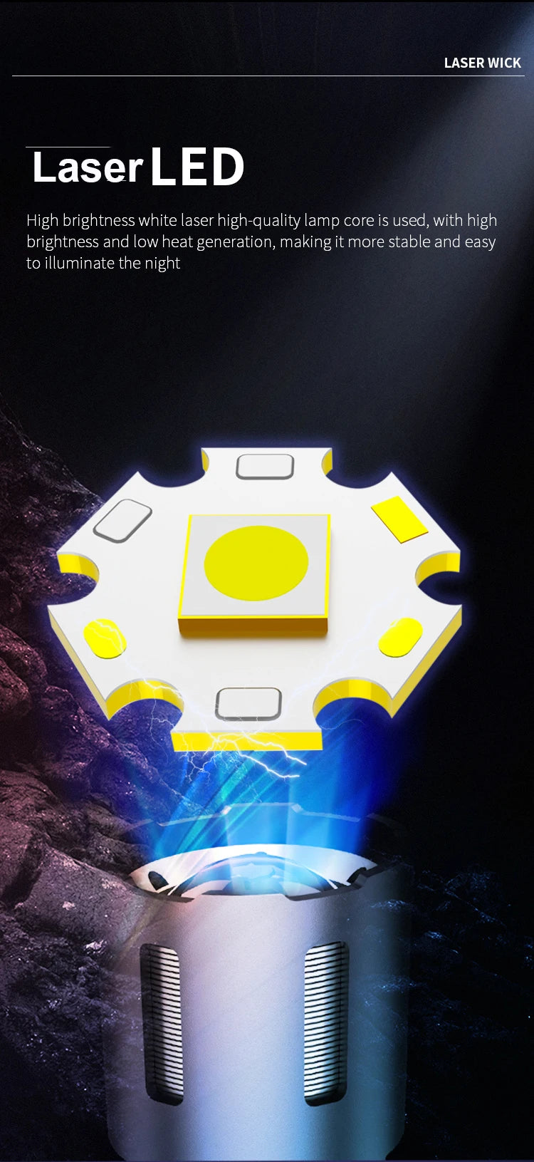Potente linterna LED táctica de 1000 W, linterna USB de 7000 m de largo alcance, resistente al agua, multifuncional, luz de patrulla de xenón de 72 horas