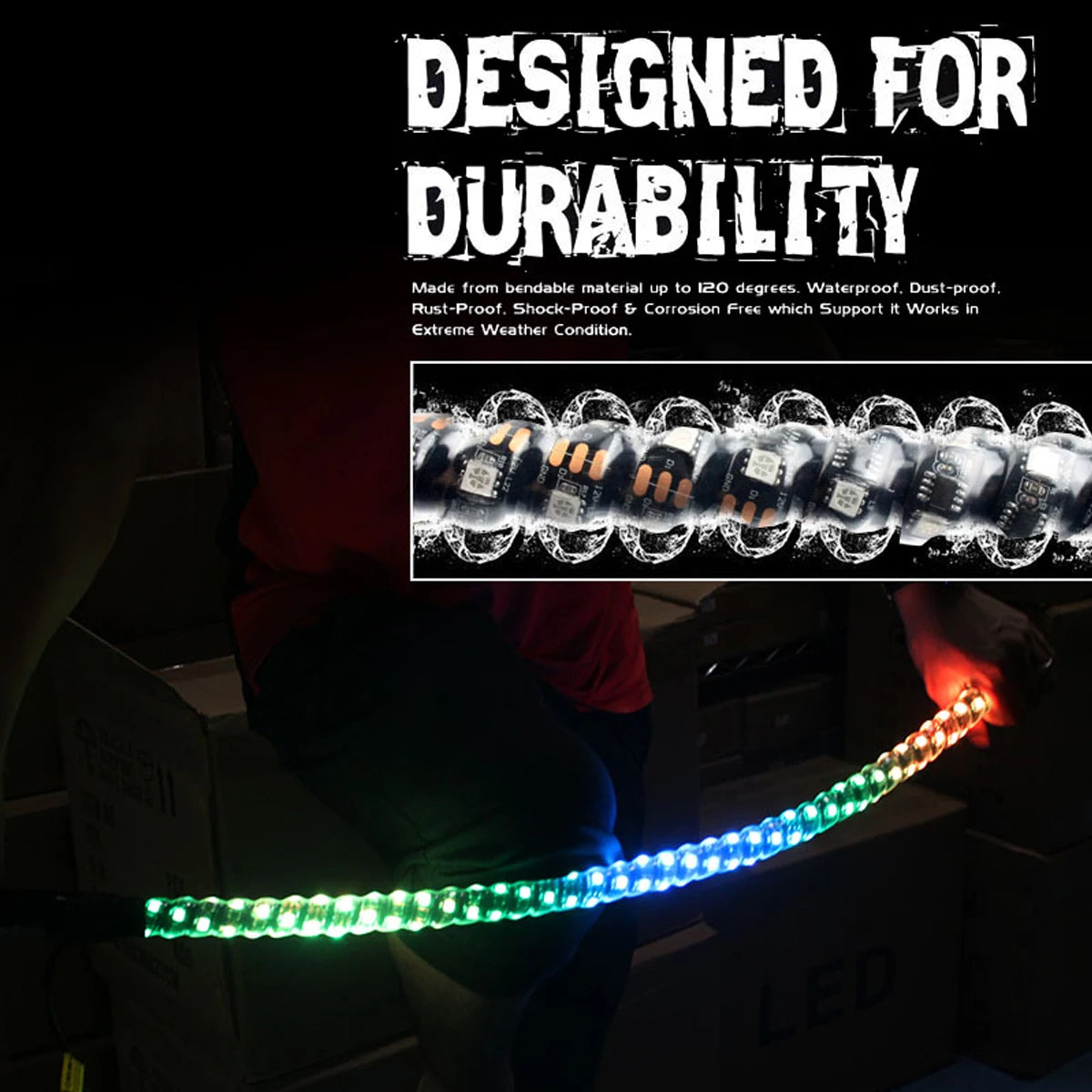 2/3/4/5/6FT LED Whip Light RGB Waterproof Multi-Color Flagpole Lamp Bowlight for Offroad Sand Rails/Buggies, SxS, ATV,RZR,Trucks