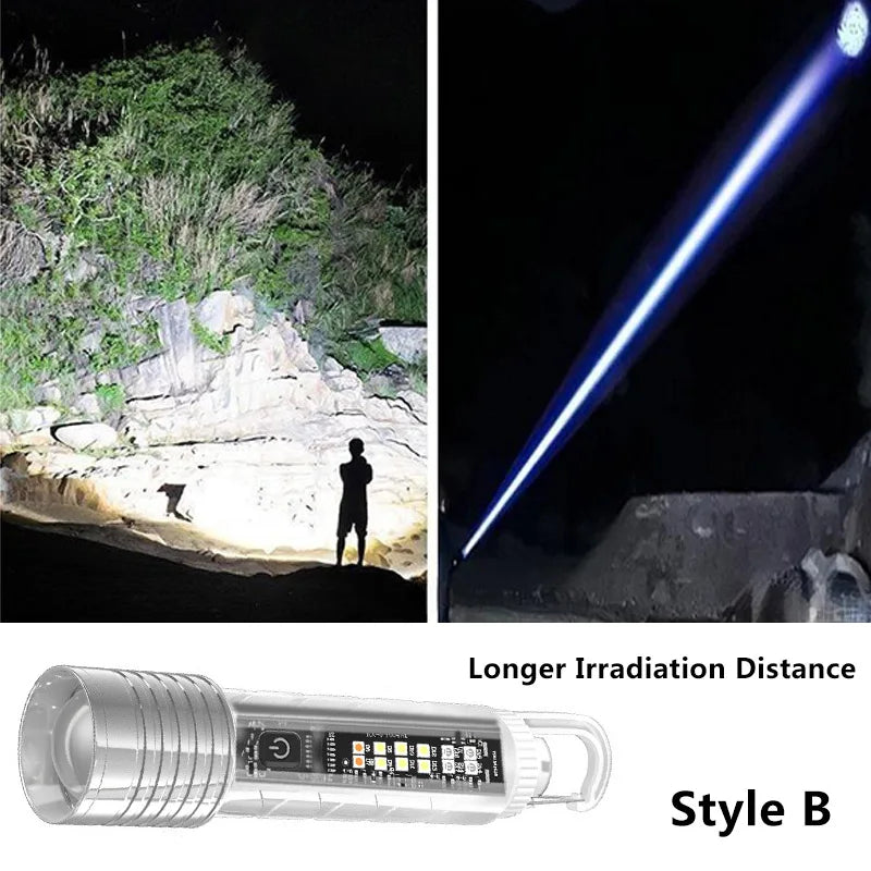 Super Bright LED Flashlight USB LED Flashlight Telescopic Zoomable Camping Lantern Work Lights Outdoor Torch Emergency Lighting