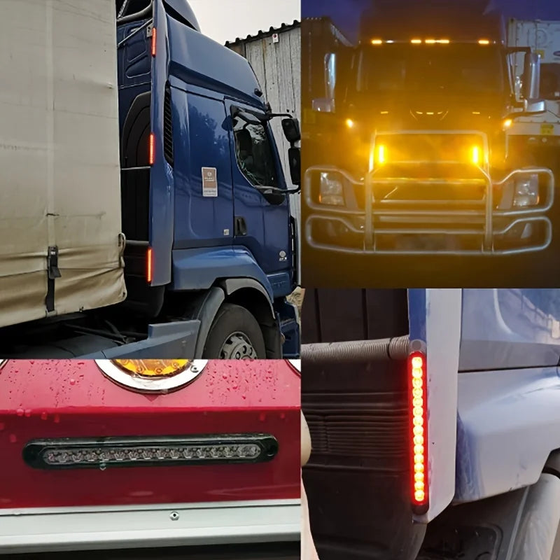 12V/24V 15LED Truck Side Marker Indicator Lights Car Flashing Strobe Lights Yellow White Red Turn Signal Warning Rear Tail Lamp