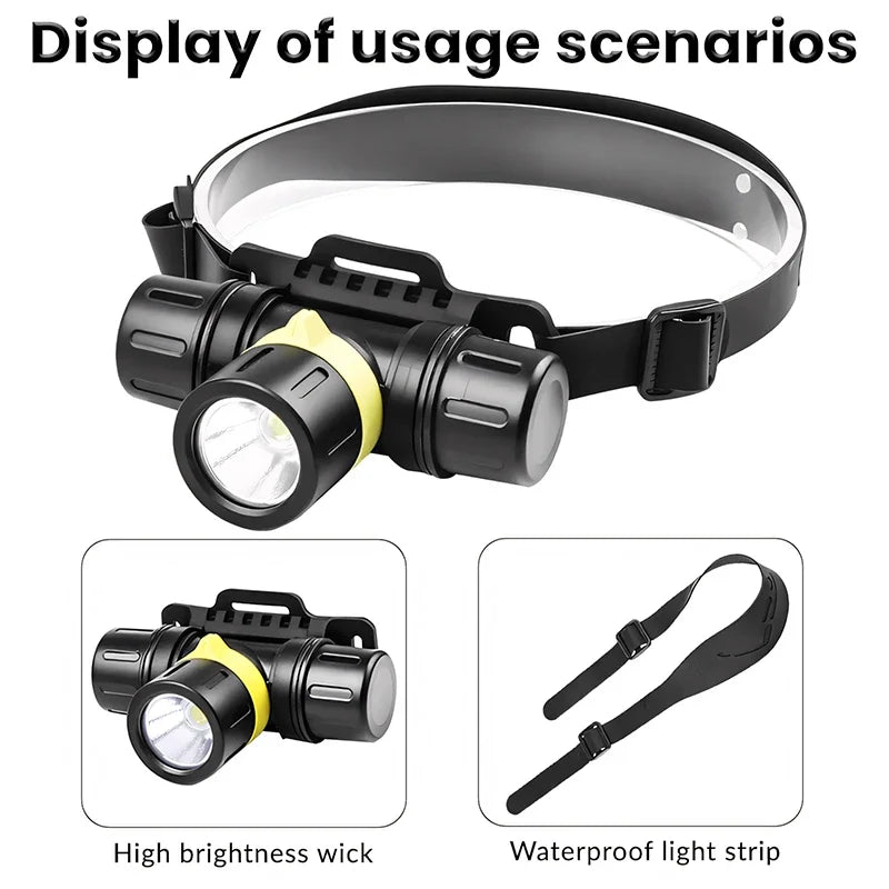Professional LED Scuba Diving Headlamp LED Headlight 50M Underwater IPX8 Waterproof Dive projection 18650/21700 Torch