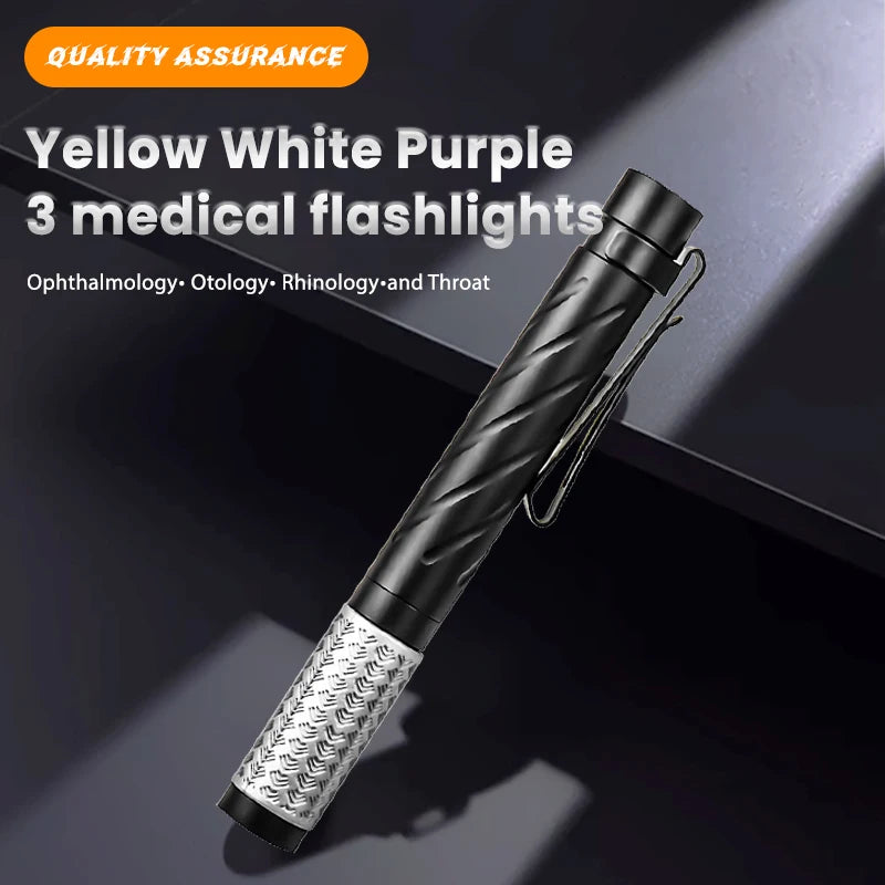 Rechargeable Pen Light Flashlight, 400 Lumens Small Pocket Flashlight with Clip 3-Color Type-C Charging for Inspection Emergency