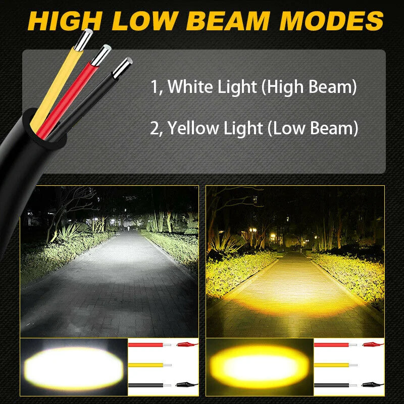 Super bright 3 Inch Dual Color LED Spotlights 200W Fog lamp Headlight Accessory For Motorcycle Truck Car SUV ATV 24V 12V