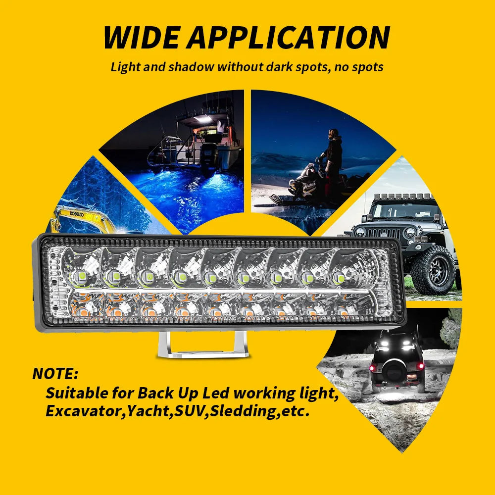 Wholesale Led Work Light Double Colors 18led 54W Rechargeable Auto Light Car Headlight Automotive Lamp Accessories Lights