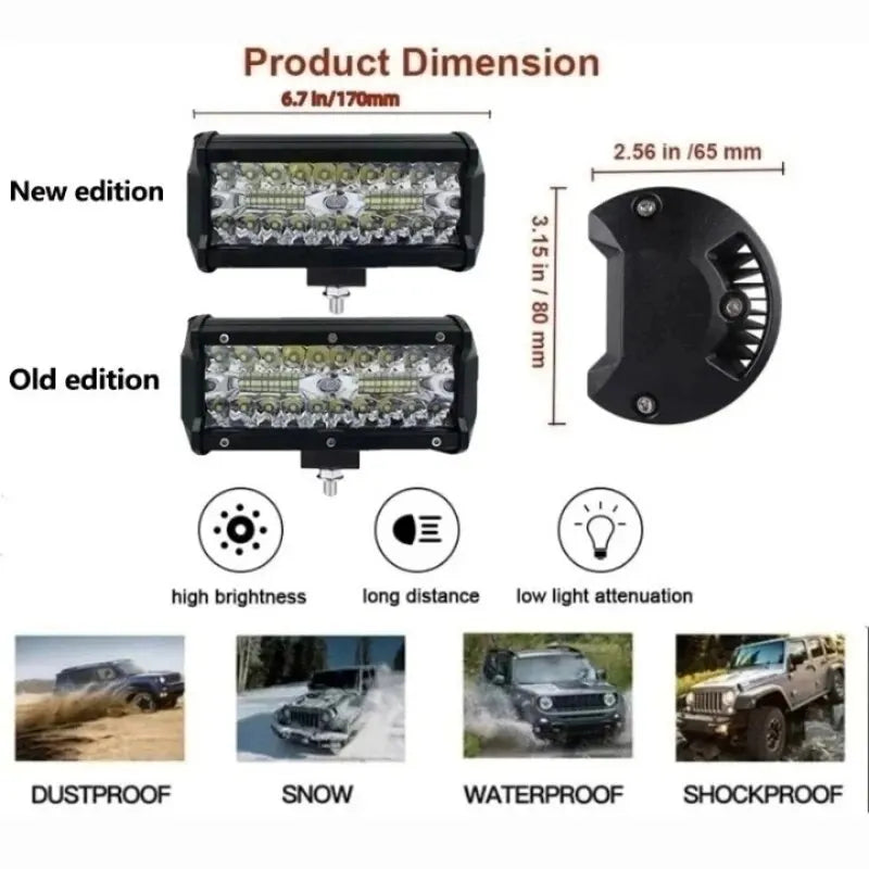 40LED Light Bar Waterproof Offroad Fog Light 120W Driving&Work Light Bar Spot Flood Beams Combo for UTV ATV Truck Boat