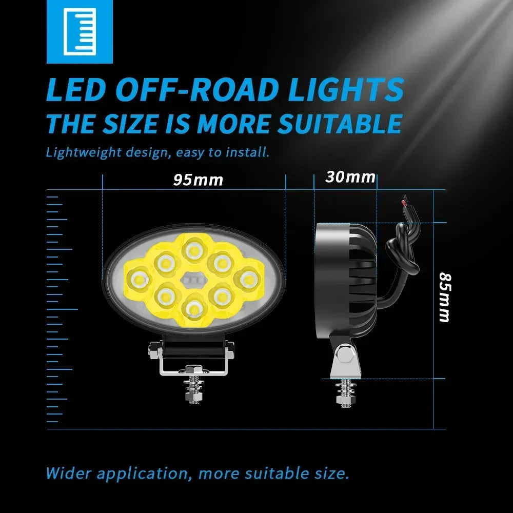 New Mini Oval 8LED Work Light Modified Spotlight Truck Engineering Maintenance Light Off-Road Auxiliary Light