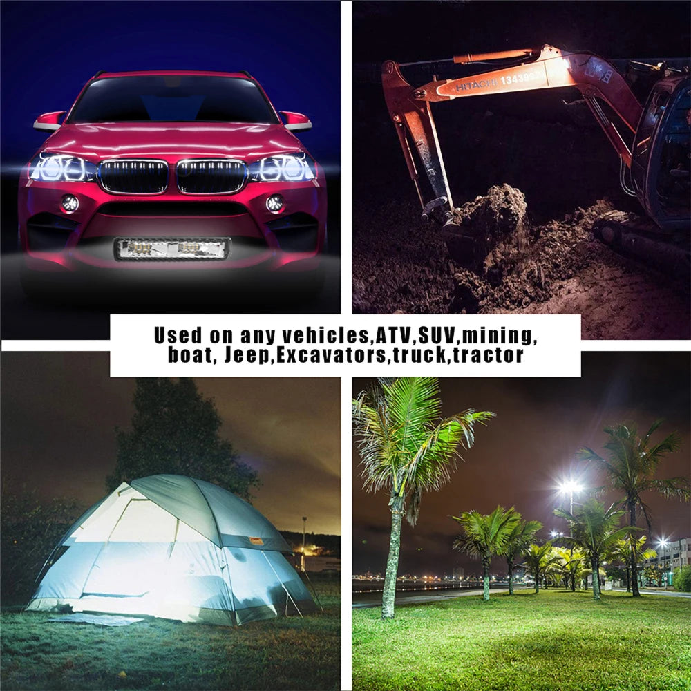 Luz de trabajo LED DRL de 48 W y 6 pulgadas, 12-24 V, foco de inundación para motocicleta, camión, barco, vehículo, remolque, luz de trabajo todoterreno