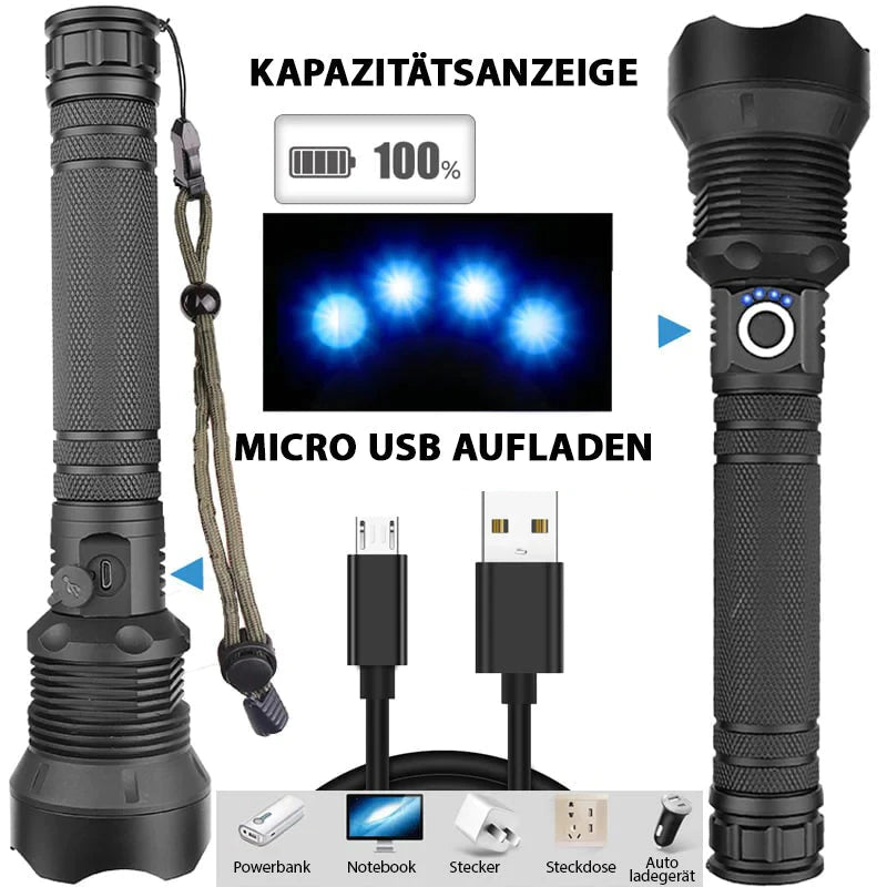 Super Bright Rechargeable Flashlight High Power LED Flashlight Powerful Torch Usb Tactical Lantern Zoom Lighting Rechargeable