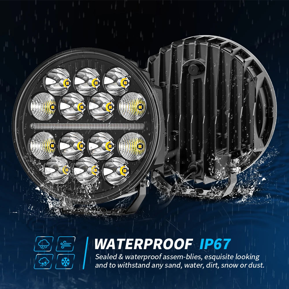 7" Round Car Working Light Truck Off-Road Driving Light Retrofitted Front Headlight Auxiliary Car Light Day Running Light 7R01