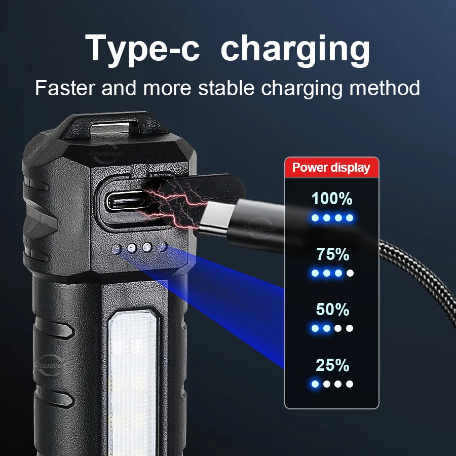 High Power LED Flashlight Multi Light Source White Light Laser Tactical Light Rechargeable Lantern Zoom Outdoor Camping Torch
