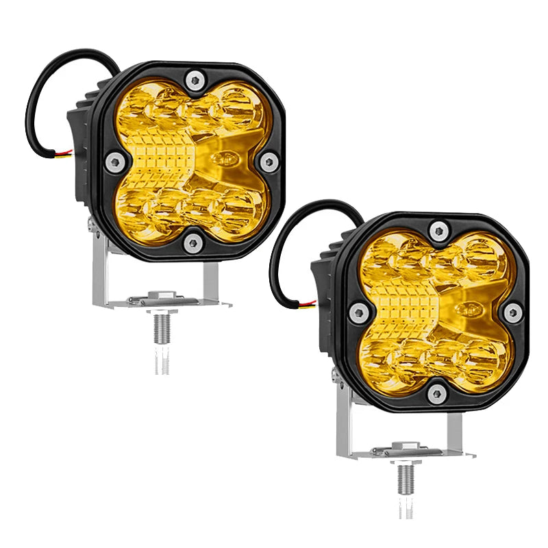 Focos de trabajo LED para motocicletas, coches, camiones, 4x4, todoterrenos, luces antiniebla LED para conducción, ATV, blanco y amarillo