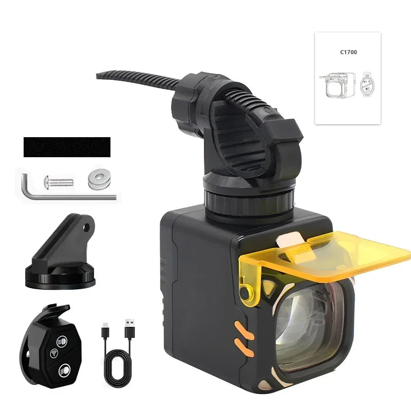 Mountain Bike Headlight TYPE-C Rechargeable Wireless Remote Control MTB Bike Front Lamp for Night Riding Cycling Accessories