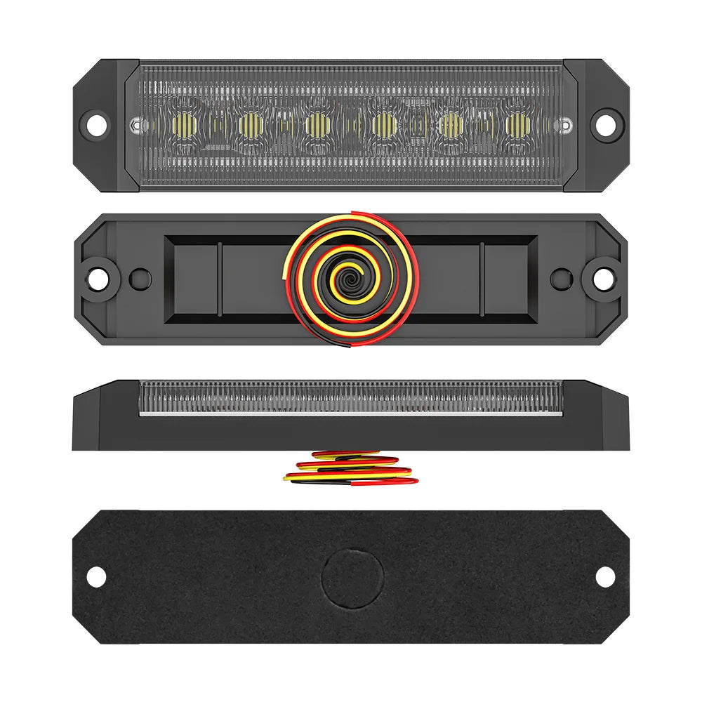 24Led Strobe Warning Side Light Super Bright Grille Flashing Lightbar Constant Truck Car Lamp Amber White Red Blue 12V 24V
