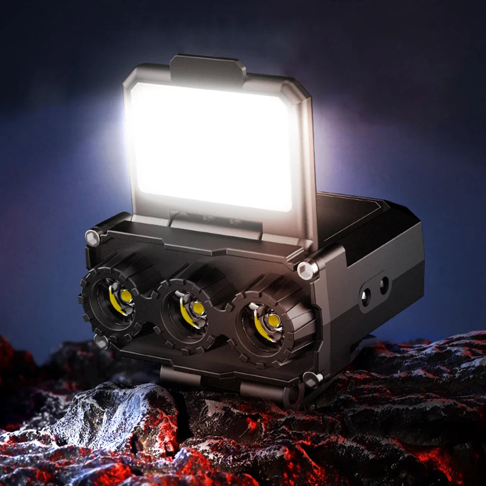 LED Induction Headlamp 700Lumens Type-C USB Rechargeable Sensor Headlamp 1100Mah Battery Mini Cap Clip Light for Camping Fishing