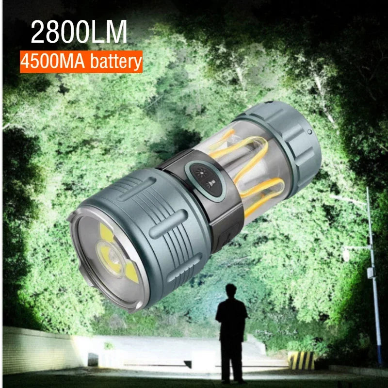 Multifunctional LED Flashlight Large Capacity Battery USB Rechargeable Dual Light Tactical Flashlight Outdoor Emergency Camping