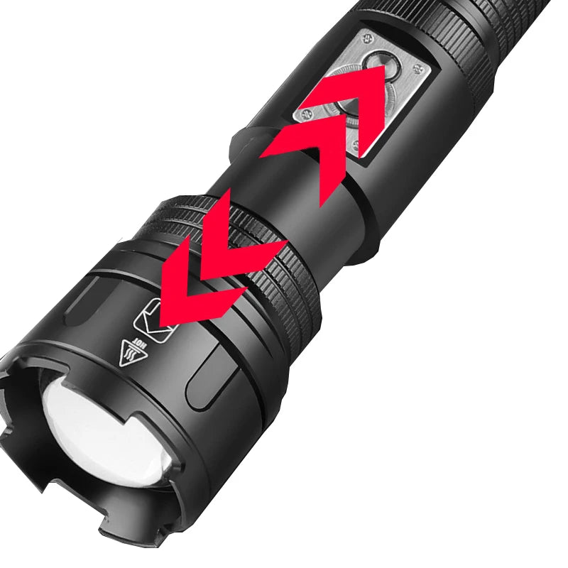 30w high power LED white laser beam outdoor flashlight multi-purpose camping lamp built-in battery zoom live indicator lamp