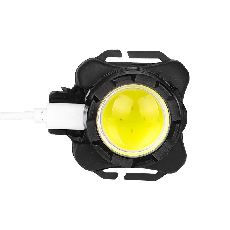 مصباح أمامي قوي قابل لإعادة الشحن عبر USB ومصباح أمامي COB LED مع بطارية مدمجة ومصباح أمامي مقاوم للماء بإضاءة بيضاء وحمراء