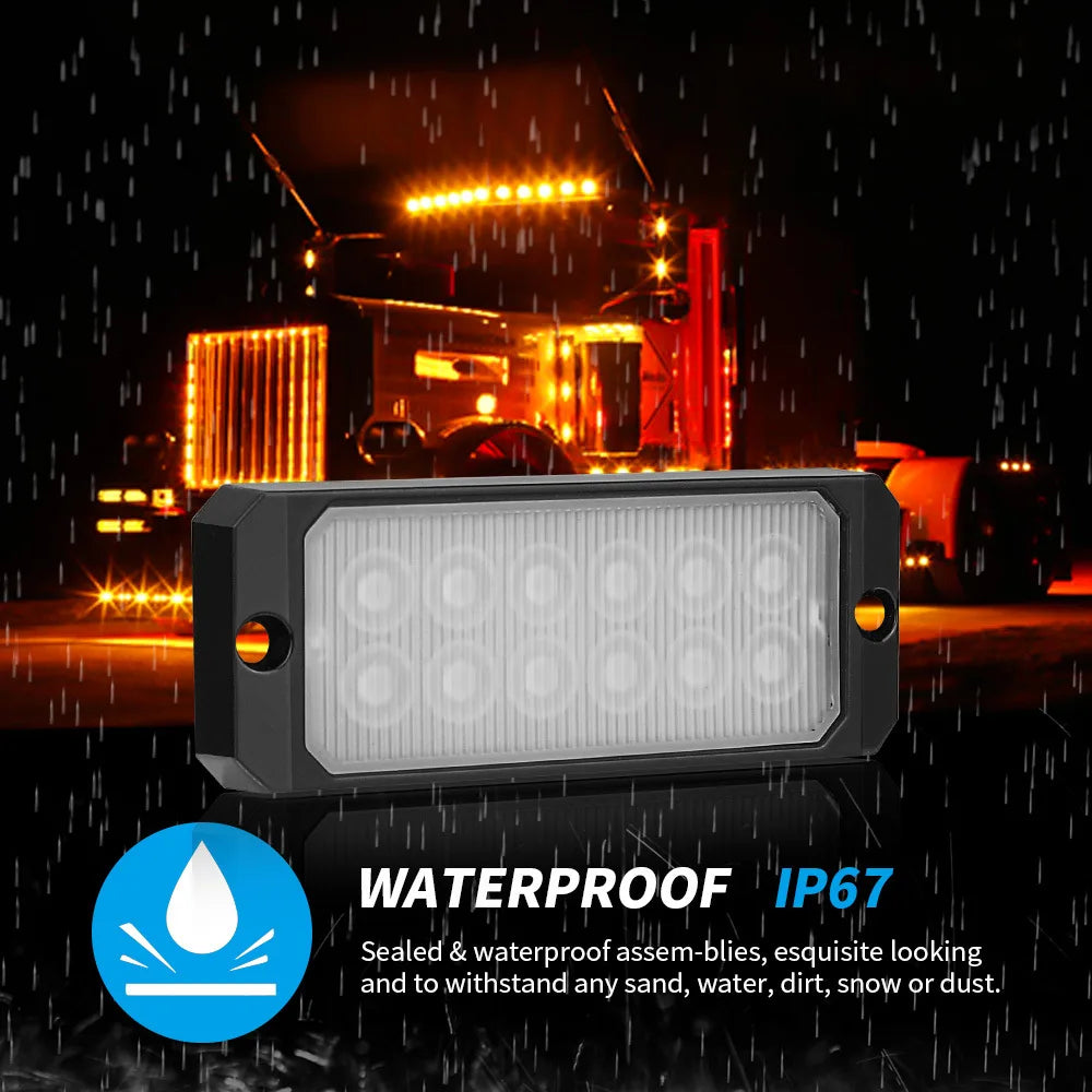 LED Beacon Warning Lamp Flashing Lightbar Emergency Strobe 12LED Yellow White Red Blue 12V 24V Warning Lamp For Truck