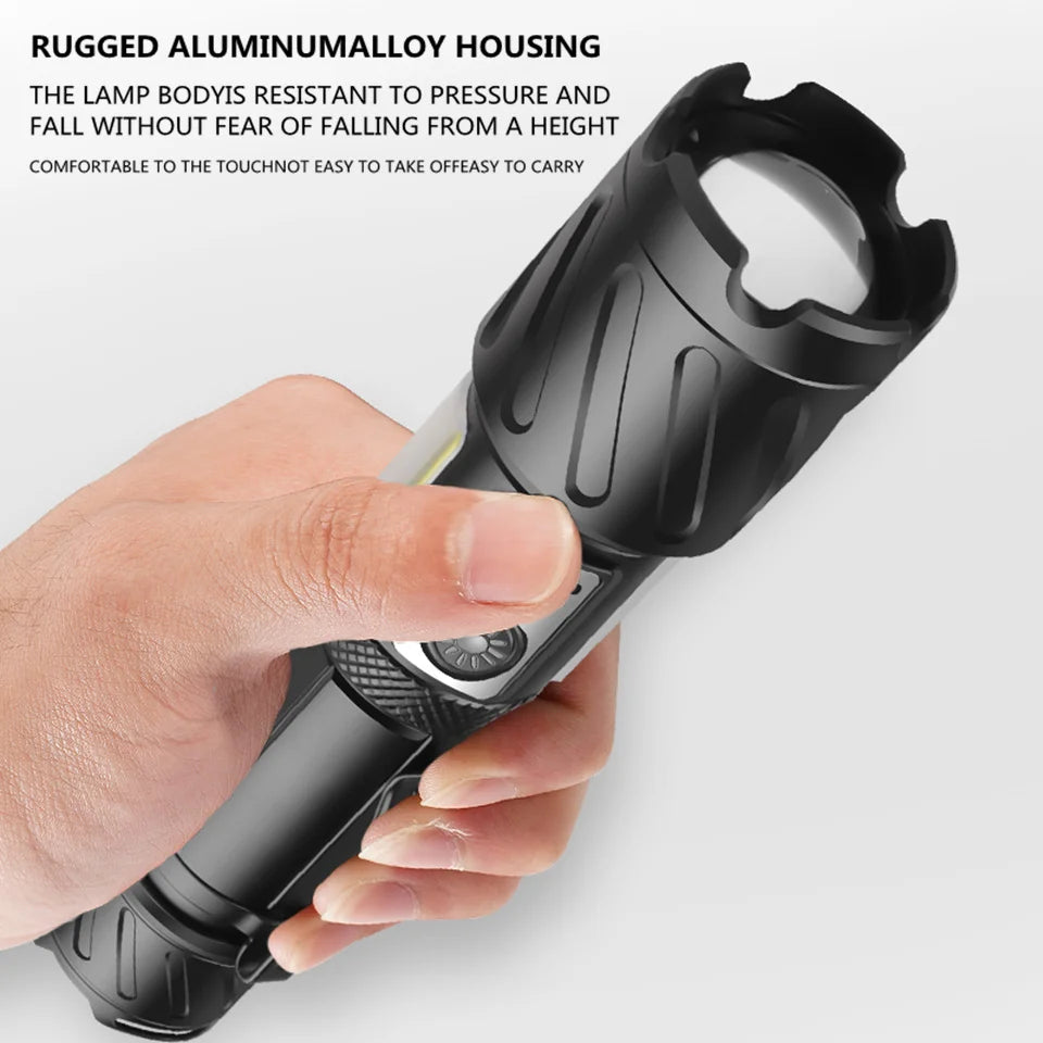 Portable Red White Light Flashlight Type-C Charging Zoom XHP99 Warm Light Flash Light Tactics Torches