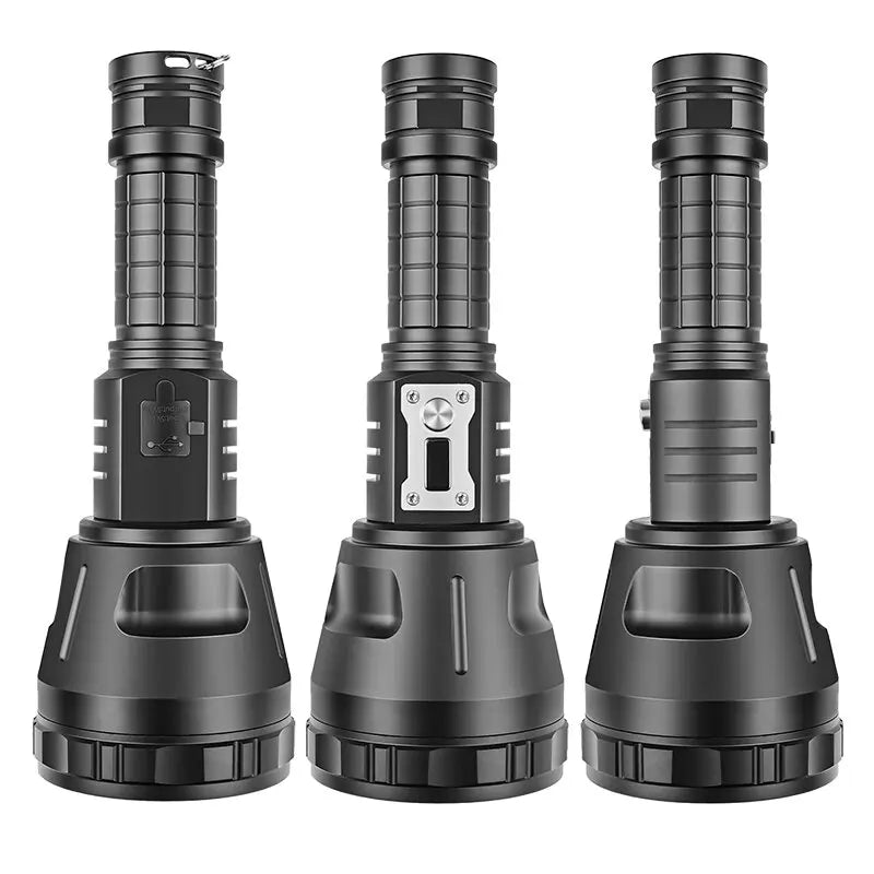 XHP90 LED Flashlight With Display Large Light Cup Fixed-Focus USB-C Fast Charging IPX4 Waterproof Outdoor Camping Torch