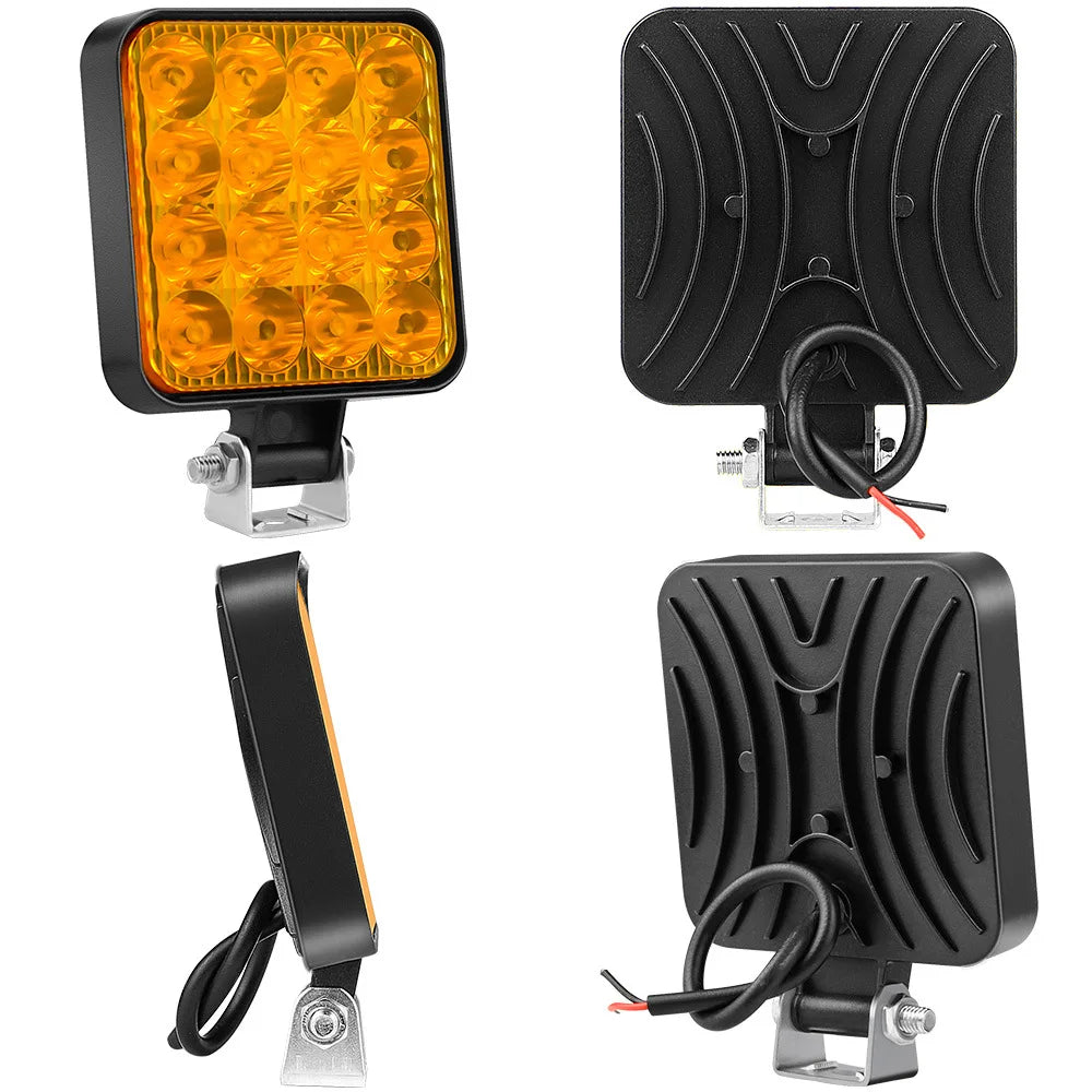 Automobile Led Working Lamp 12V Mini Plastic Square 16 Light 48W Driving Auxiliary Light Modification Headlight