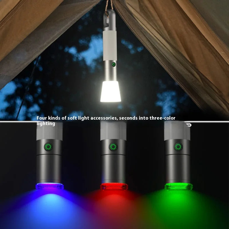 High Bright LED Flashlight Rechargeable Telescopic Portable Lamp Outdoor Camping COB Side Light with 3 Color Lens and Magnetic