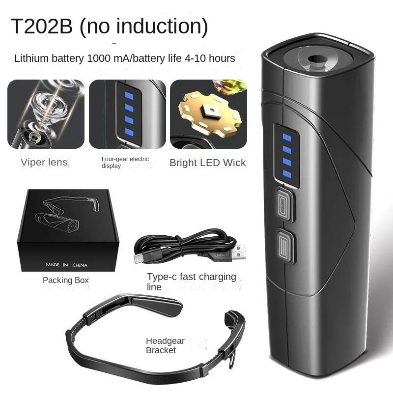 2025 New Headlight With Bright Light And Bright Outdoor Mountaineering Night Fishing Special Battery Life Extra Long Sensor Head