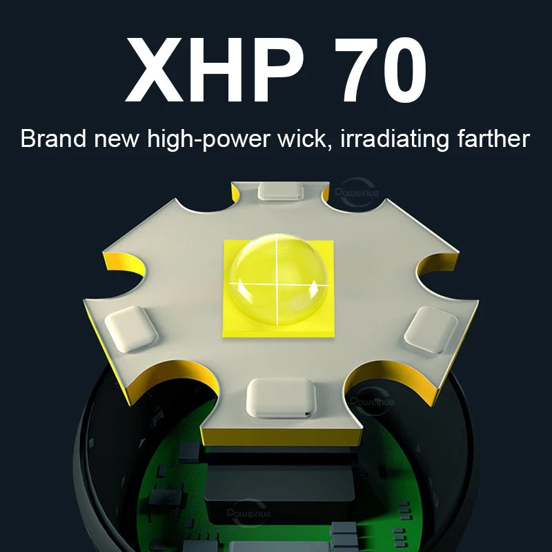 Linterna de buceo LED recargable de alta potencia IPX8 resistente al agua hasta 100 m XHP70 potente lámpara LED de recarga linterna de buceo 18650/26650