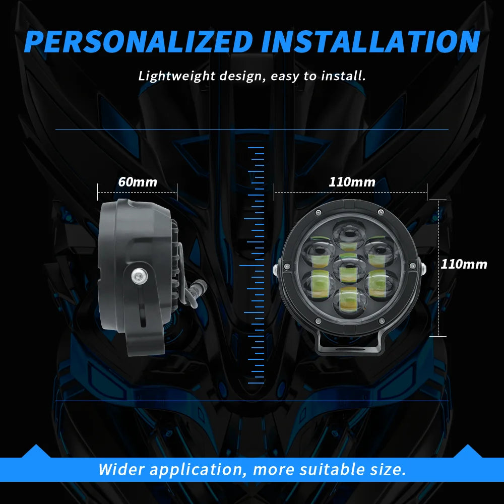 4.5 Inch LED White/Yellow Work Headlight Fog Light For Motorcycle Offroad Truck BUS ATV UTV 10-80V DC Super Bright Lamp
