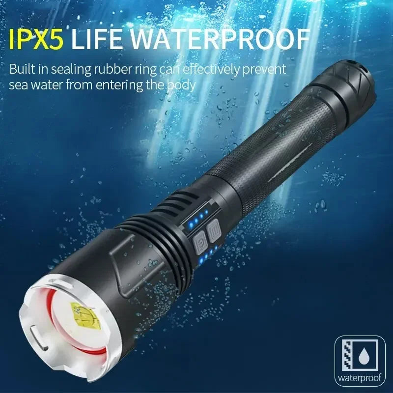 XHP110 Flashlight Powerful Led Light Aluminium Alloy Rechargeable High Power Outdoor Lights 26650 18650 Tactical Strong Lumen