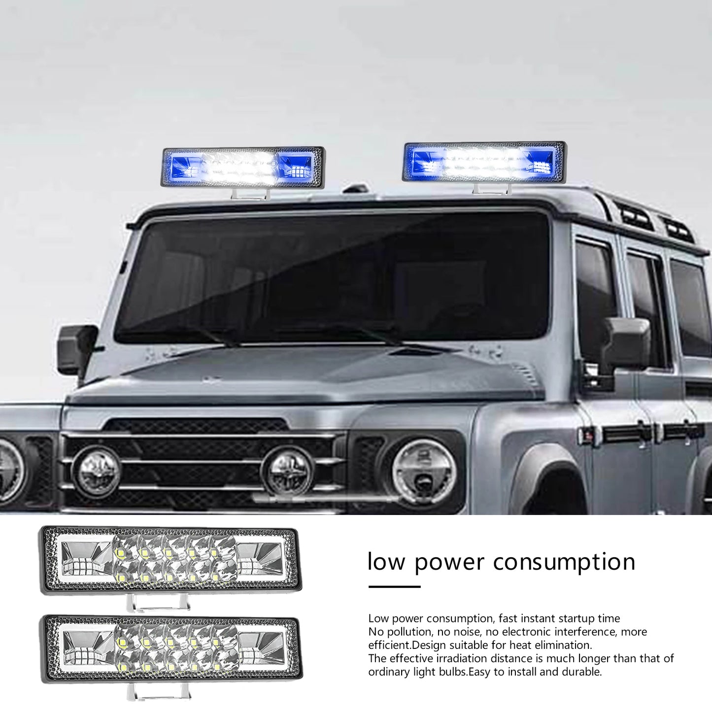 شريط ضوء ستروب LED مقاس 6 بوصات، شريط ضوء تحذيري وامض 48 وات، ضوء كاشف، ضوء ستروب صغير على السطح للشاحنات والسيارات
