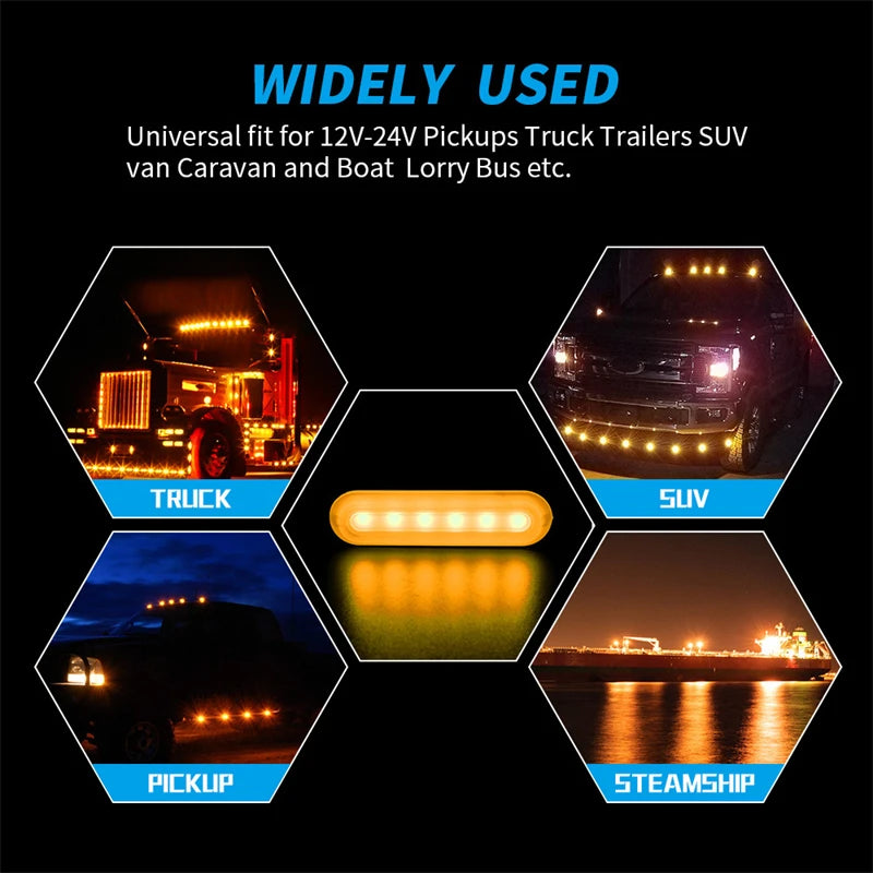 6LED Car Warning Lights Truck Off Road Signal Emergency 12-24V Hazard Flash Strobe Universal Lamps Bar Accessorie