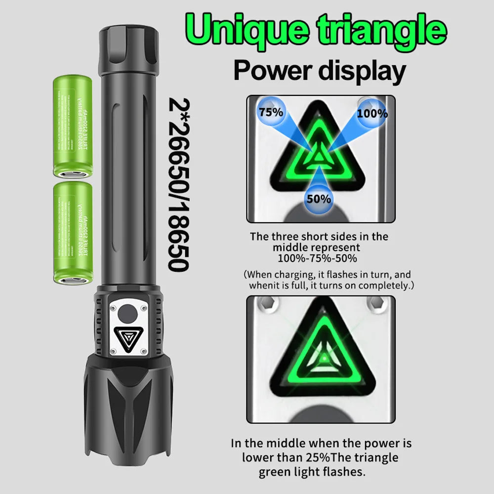 XHP360 Led Flashlight 26650 Rechargeable Torch Usb Powerful Tactical Flash Light Zoomable Hunting Lantern Waterproof Hand Lamp