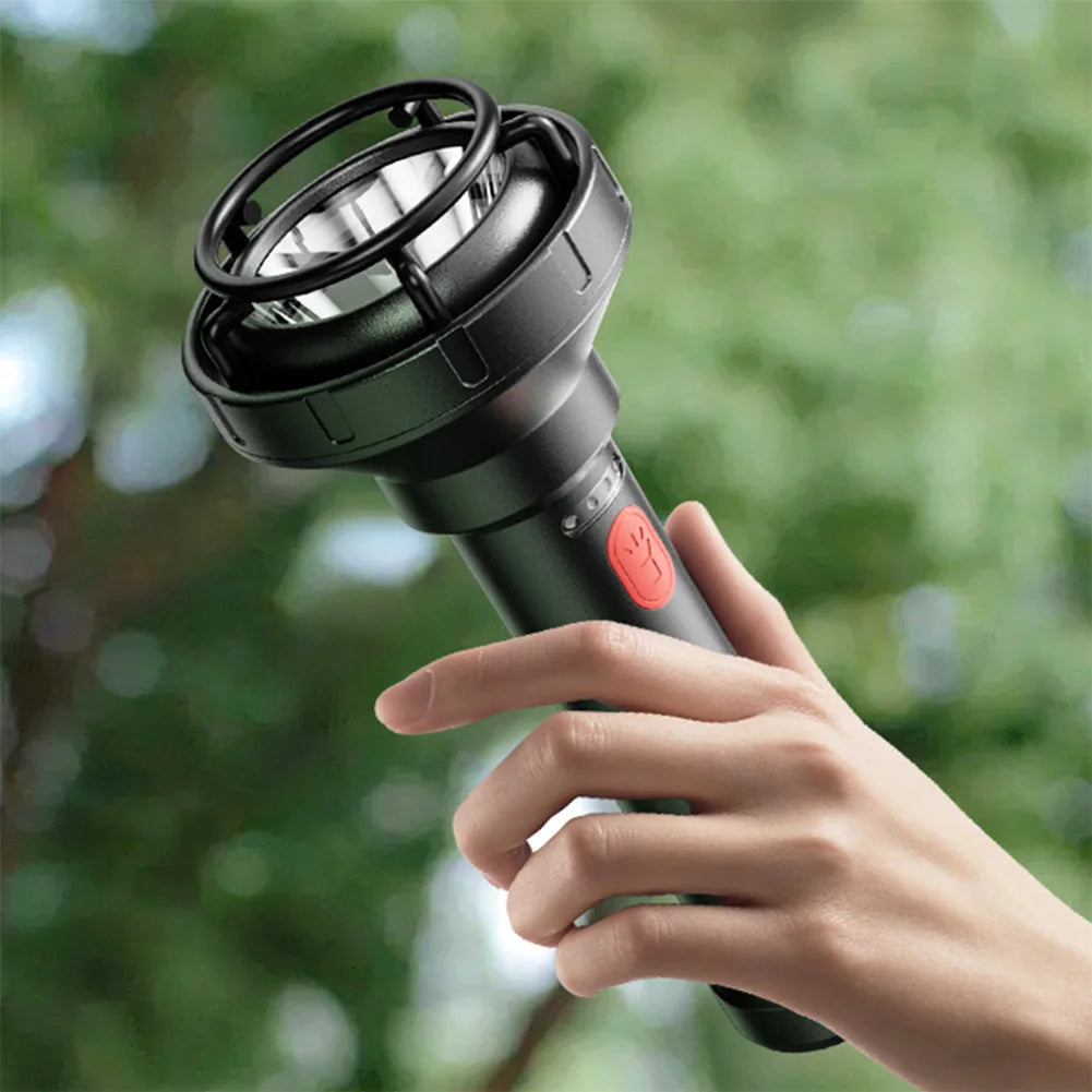 Tactical Camping Lamp with Compass Handheld LED Flashlight USB Charging Super Bright Flashlight Power Display for Power Outages