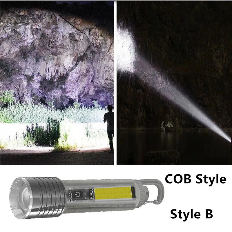 Super Bright LED Flashlight USB LED Flashlight Telescopic Zoomable Camping Lantern Work Lights Outdoor Torch Emergency Lighting