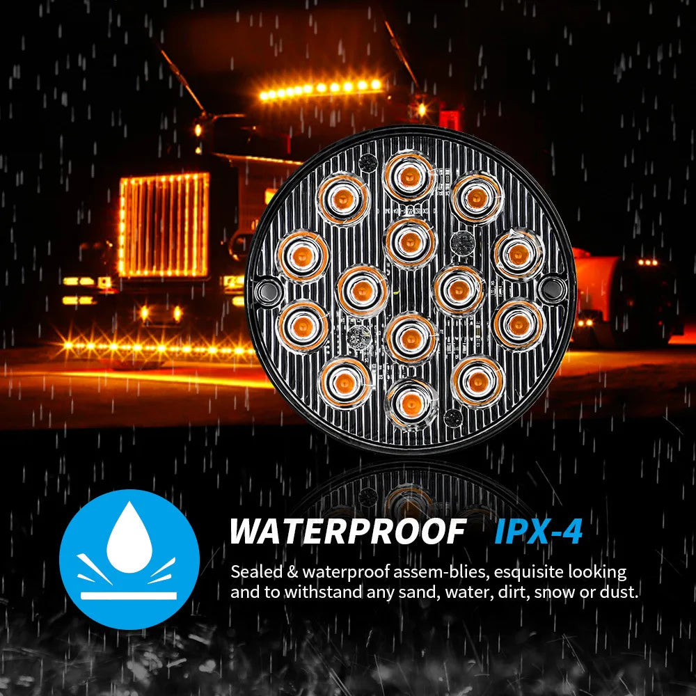 Led Strobe Warning Light Strobe Grille Flashing Truck Lamp Amber Traffic Light 12V 24V Round Car Light Side Maker Lights