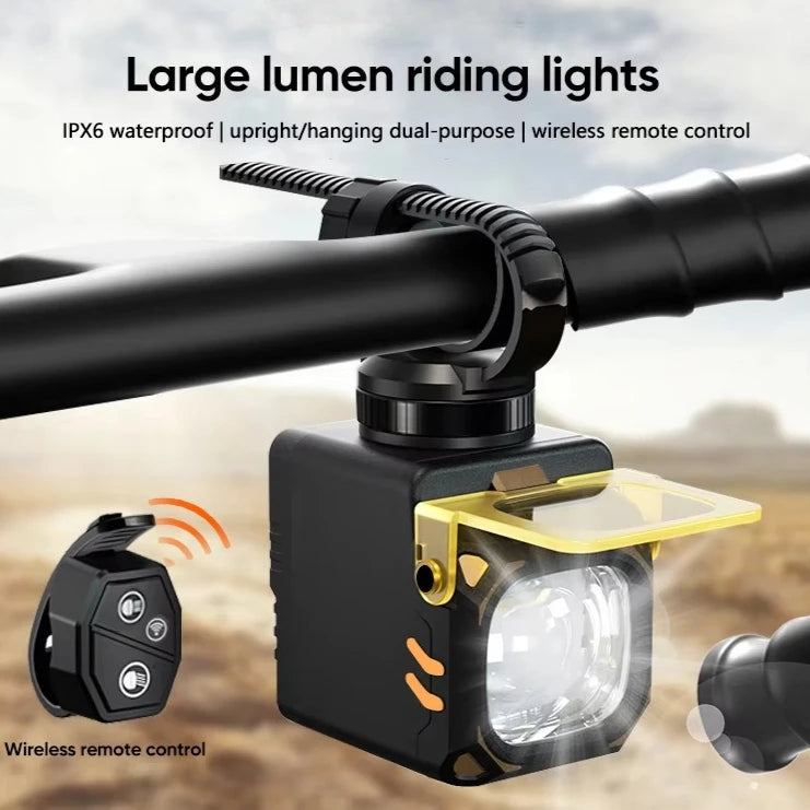 Mountain Bike Headlight TYPE-C Rechargeable Wireless Remote Control MTB Bike Front Lamp for Night Riding Cycling Accessories