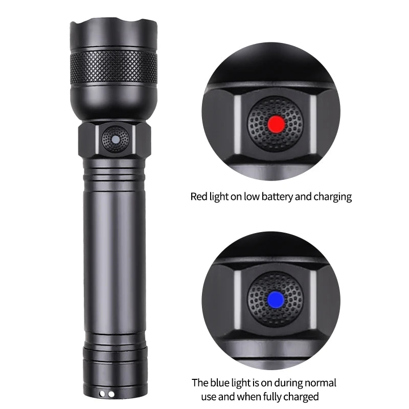 TG3 LED Flashlight Torch USB Rechargeable 18650 Battery Zoomable Aluminum Lantern Light