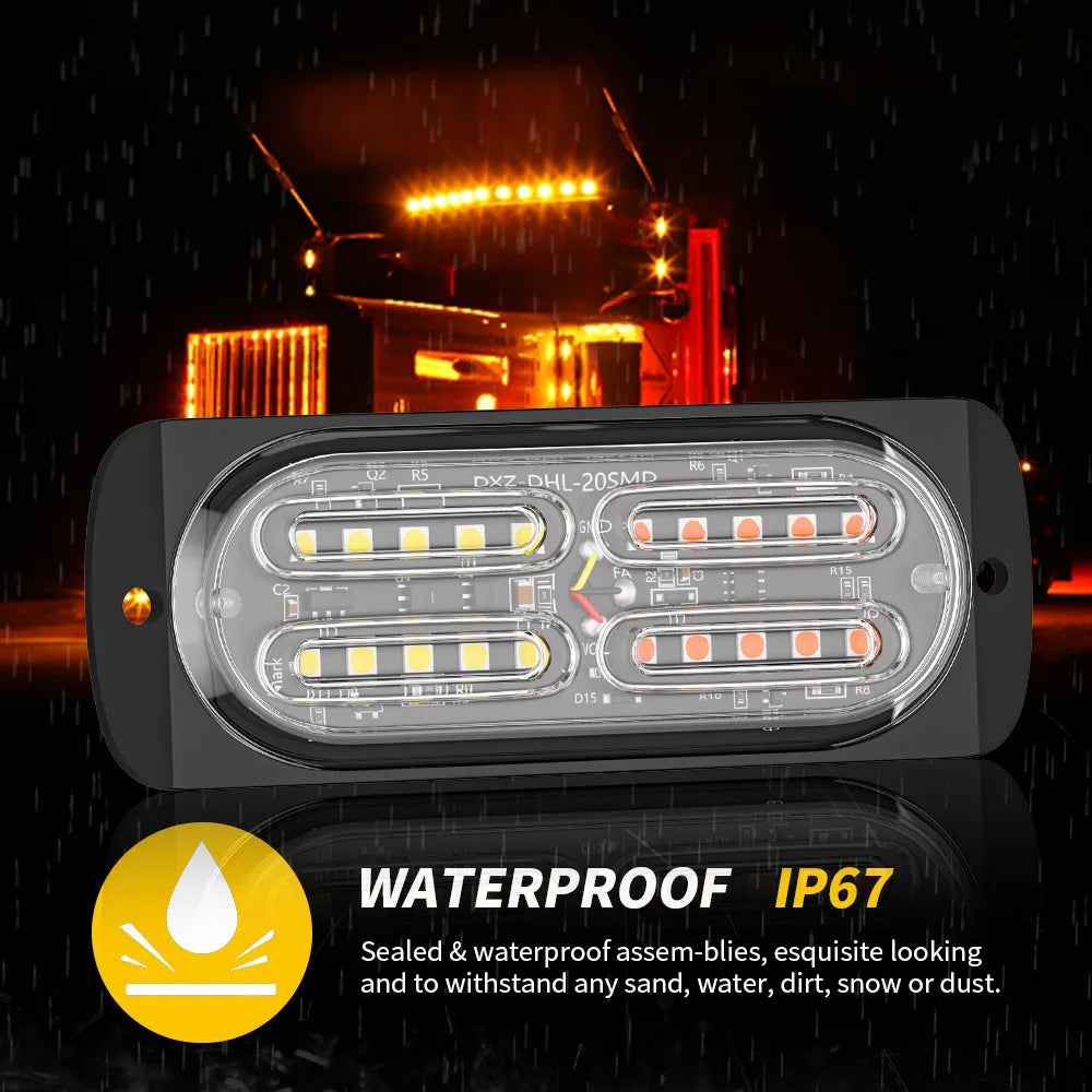 مصابيح تحذيرية LED 20 لسيارات الشرطة وشاحنات السيارات الجانبية ومصباح إشارة الطوارئ 12 فولت 24 فولت ضوء وامض كهرماني أبيض أحمر أزرق