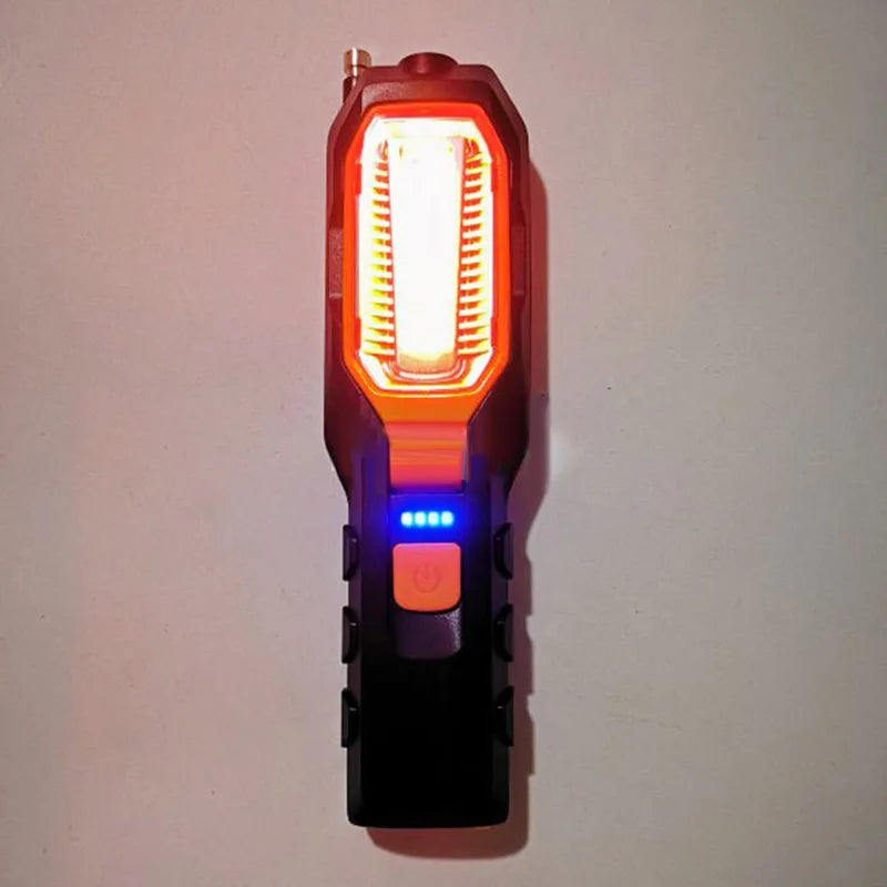 USB Rechargeable LED Flashlight Work Light Lamp LEDs Torch Stand Swivel Hook for Camping Workshop Car Repair Use of Power Bank