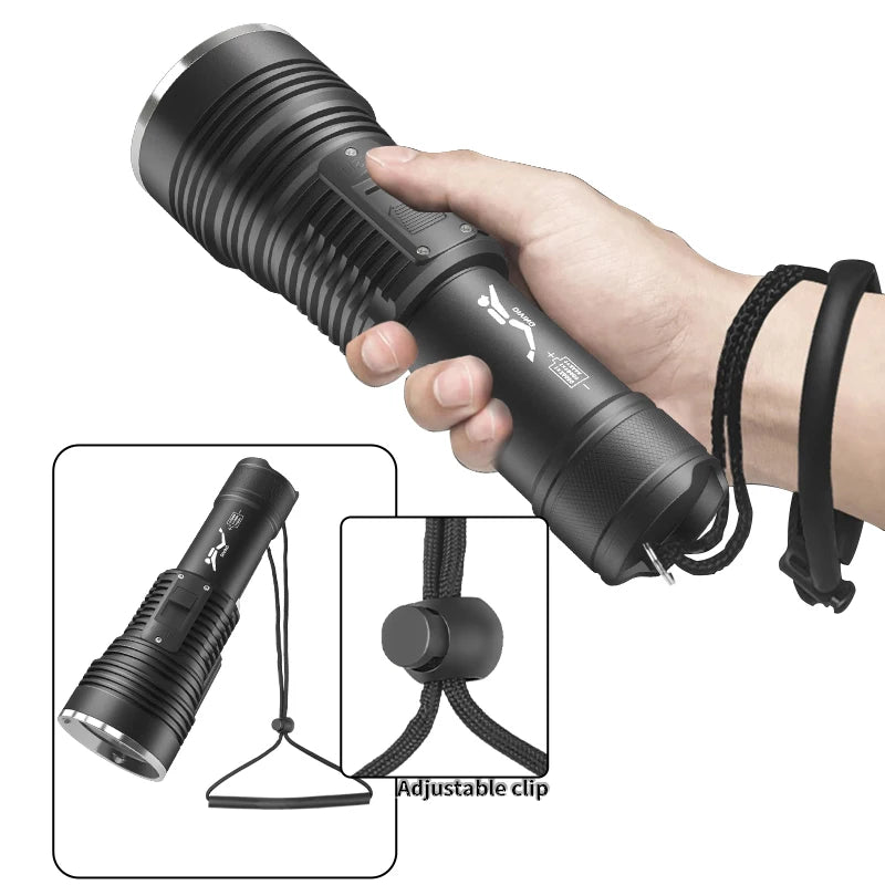 Linterna de buceo profesional IPX8 con láser blanco de 600 W, 5000 m, 10 000 lm, resistente al agua IPX8