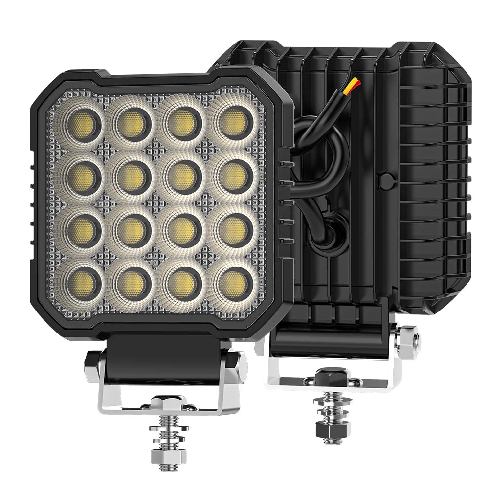 4 Inch 64 LED Square Floodlight 9-80V 24W Car Work Light For Jeep Truck Boat Tractor ATV Offroad 4X4 Barra LED Headlight