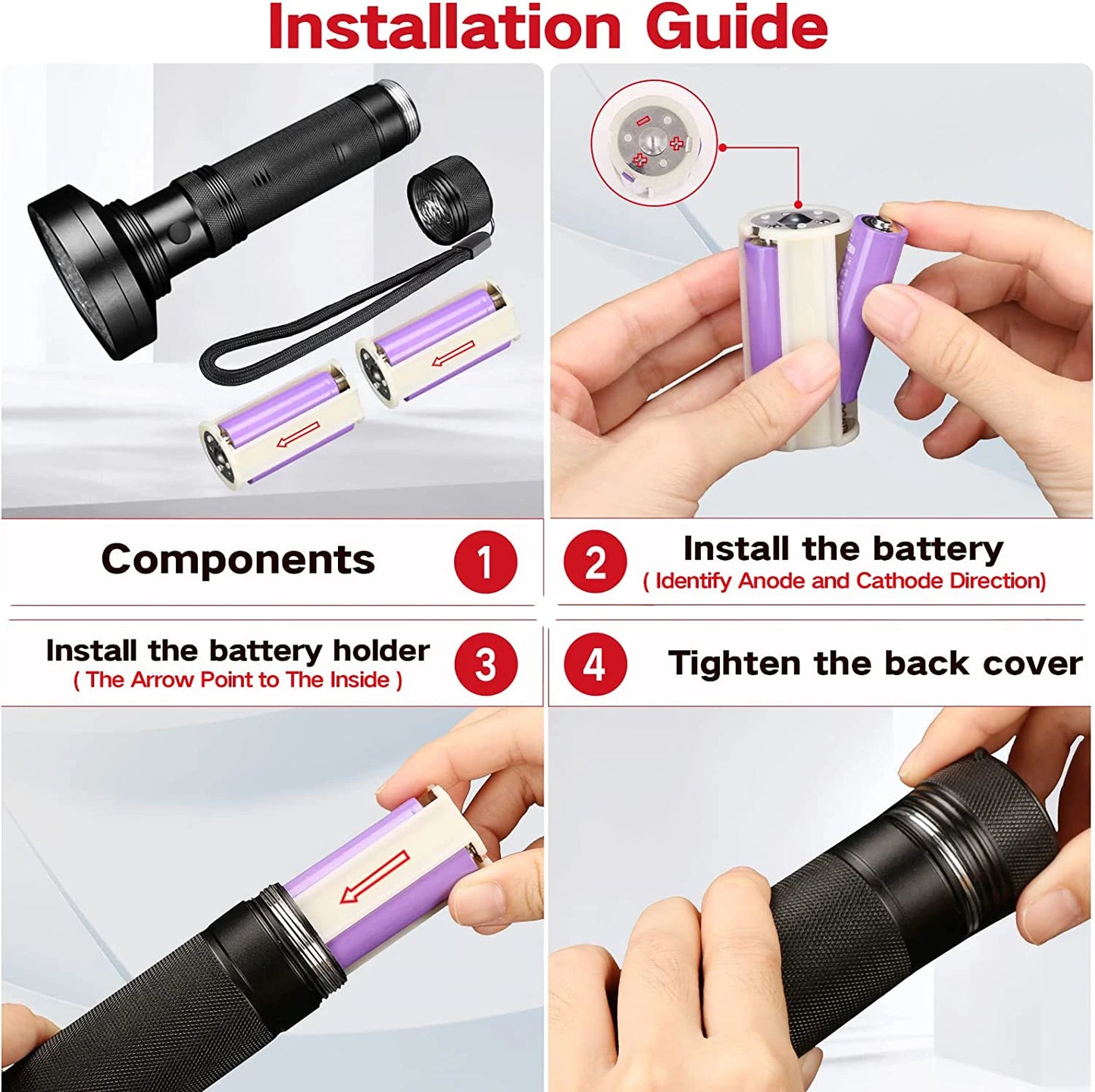 100Leds UV Led Flashlight Torch Black Light UV Lamp 51 LED UV Black Light Pet Urine Light Detector for Dog/Cat Urine, Dry Stains