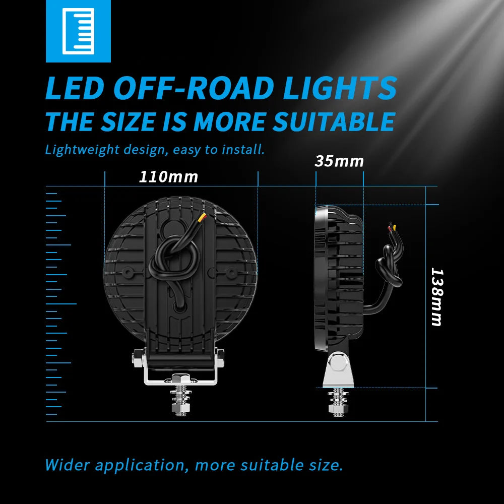 4inch Black Knigh Round DRL Day Running Lights Modified LED Work Lights Off-Road Vehicle Spotlights ATV SUV 4X4 Headlights Flash