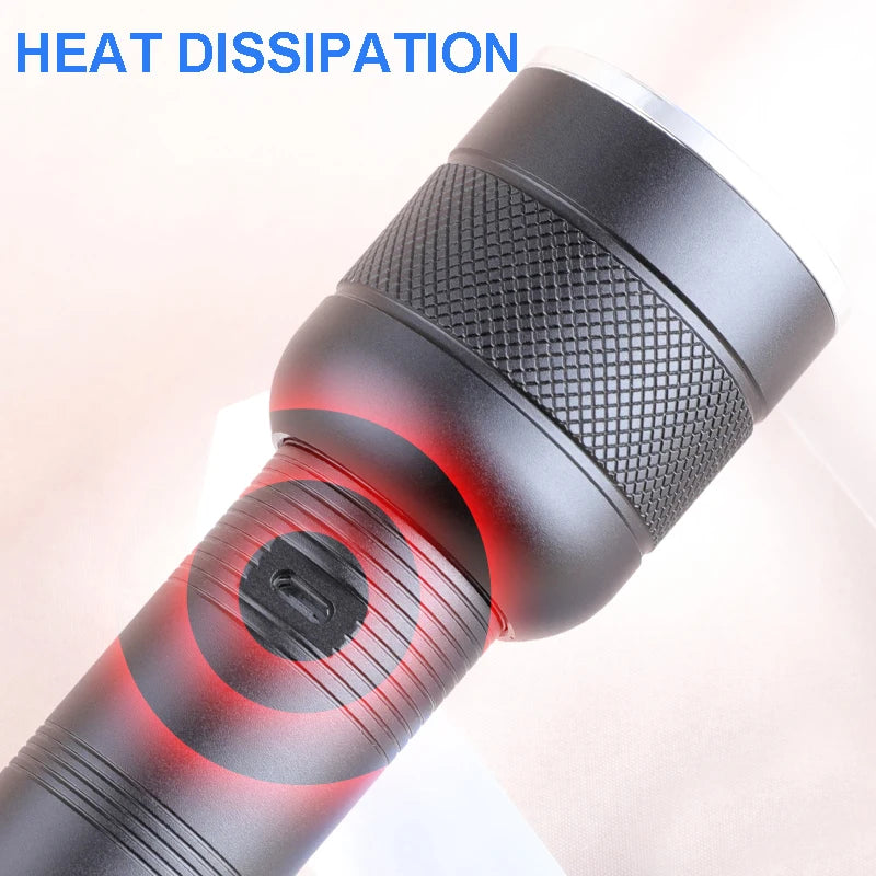 Super Bright XHP70 LED Flashlight 18650/26650 Rechargeable Flashlights Waterproof Torch Tactical Flashlight for Camping Hiking