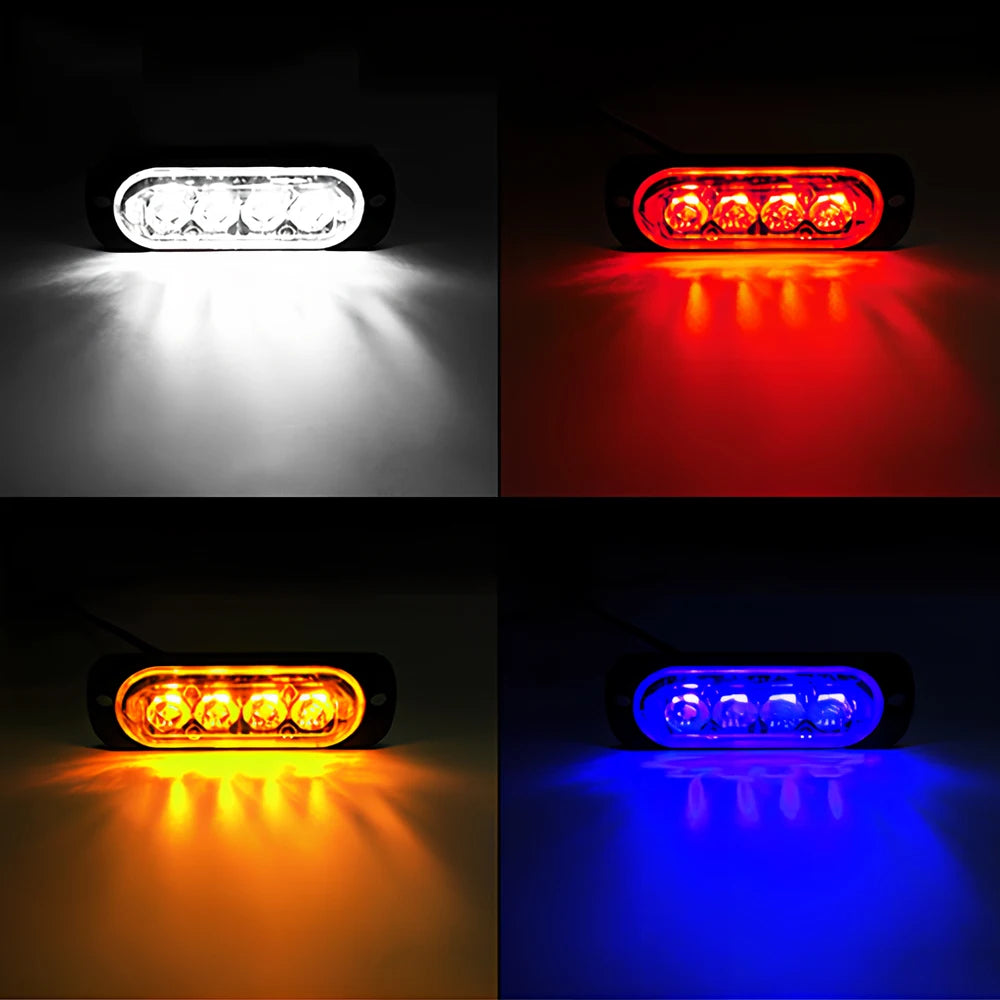 4in1 16led Emergency Strobe car Track Light Led Police Auto Position Lamp Blue Red White Day Warn Signal Flashing Beacon 12-24V