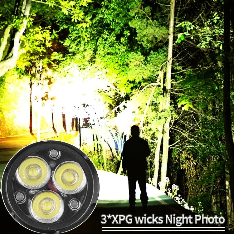 مصباح يدوي محمول عالي الطاقة 3* XPG LED 18650 1200LM EDC Type-C SOS مصباح فلورسنت Fidget Spinner يلعب ألعاب تخفيف الضغط