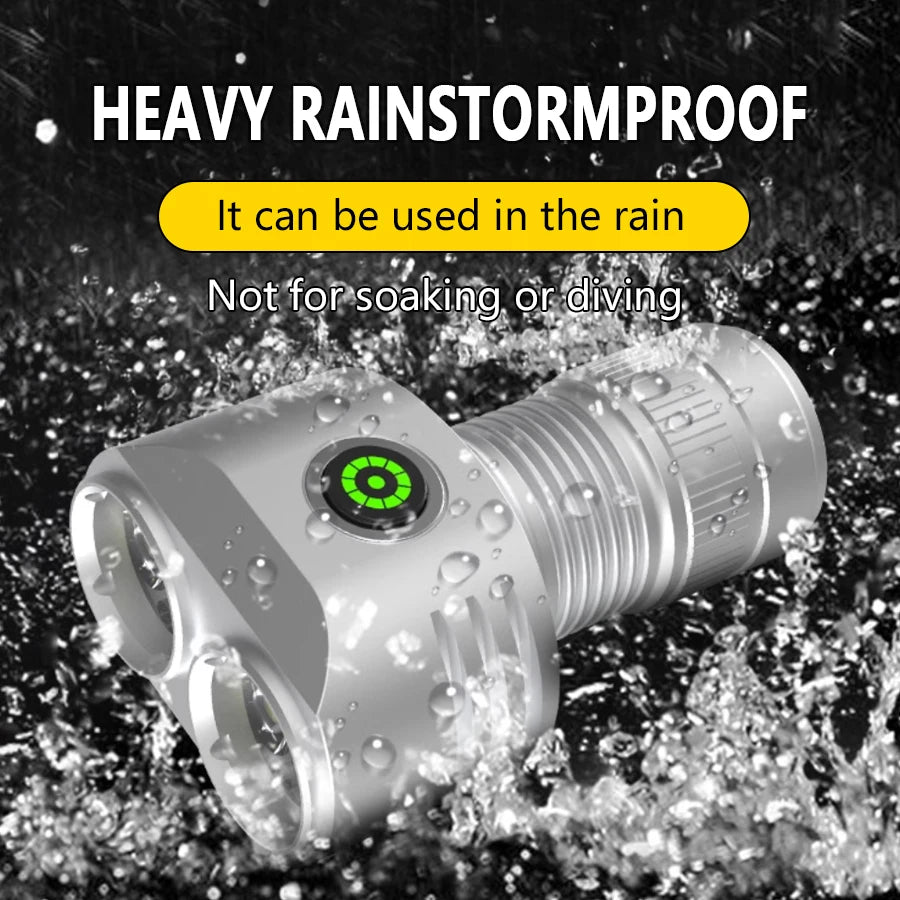 Mini 6LED Flashlights Rechargeable Aluminum Alloy Flashlight with 4 Modes Searchlight Magnetic Work Light Outdoor Fishing Torch