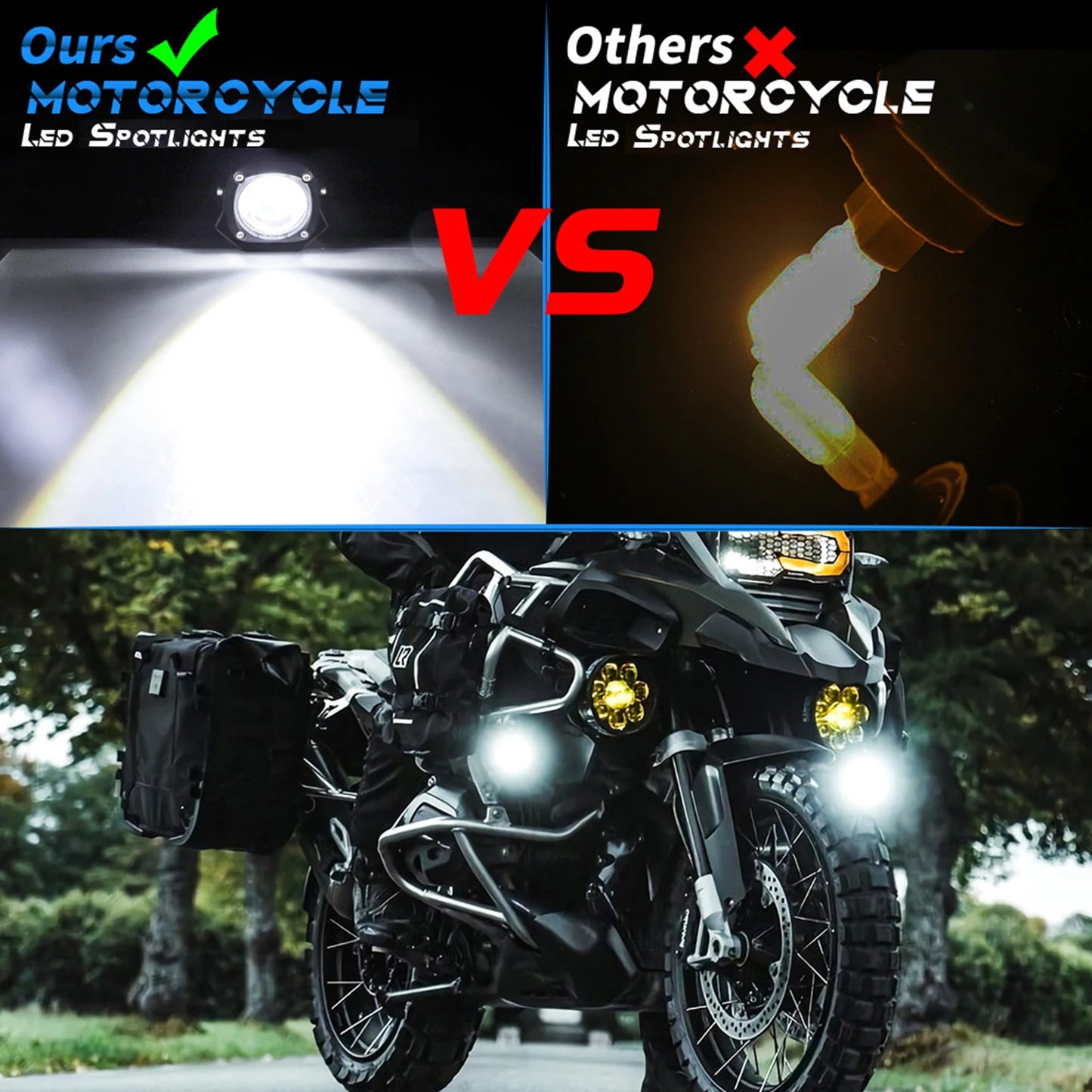 Luz de conducción para motocicleta, 15 W, 6500 K, luces auxiliares para coche, luces antiniebla LED redondas, 1 unidad, dos colores, ATV, scooter